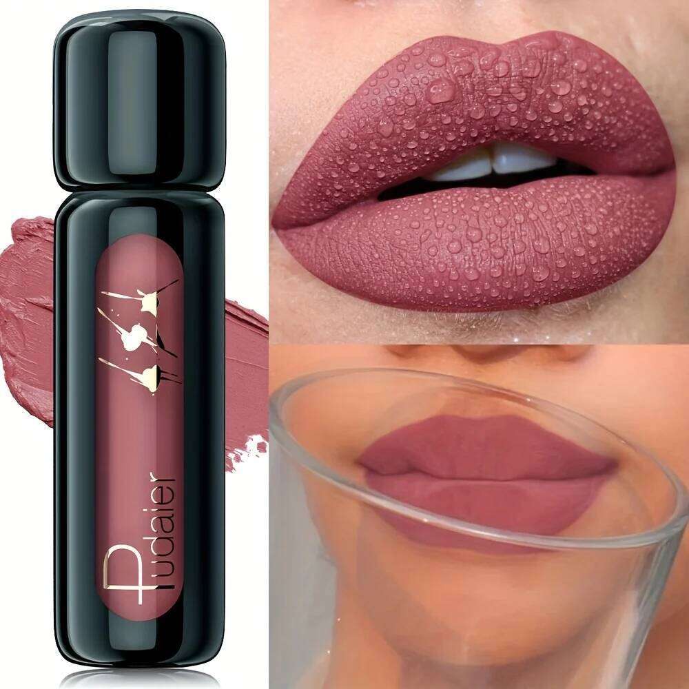 1pc Matte Gloss Lip Mud, Velvet Mousse Finish, Highly Pigmented, Smudge-Proof Non-Transfer, Longwear Liquid Lipstick W260311