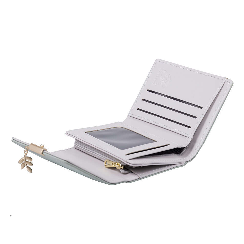 Luxury fashion wallet Short New Wallet Leaf Pendant Plaid Buckle Japanese And Korean Fresh Simple Off Women S Coin Purse