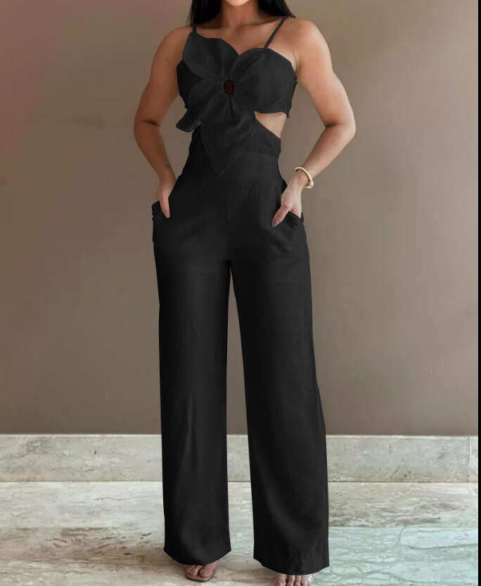 2024 Cross-Border Fashion Casual Backless Jumpsuit for Women