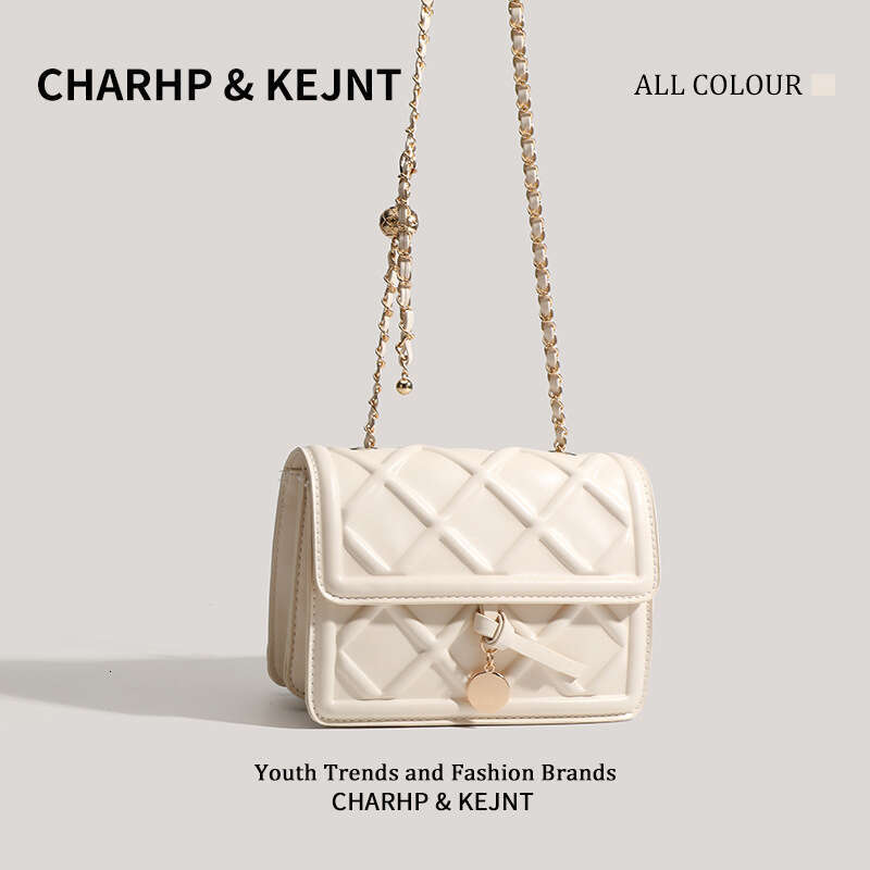 CHARHP&KEJNT Official Genuine Quilted Embossed Chain Small Square Versatile Shoulder Trendy Crossbody Bag for Women