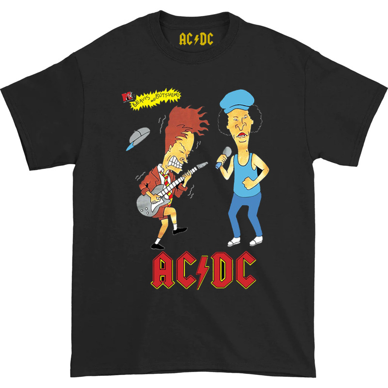 Vintage Beavis and Butt-Head Rock Music T-Shirt 90s Retro Cartoon Casual Short Sleeve Tee