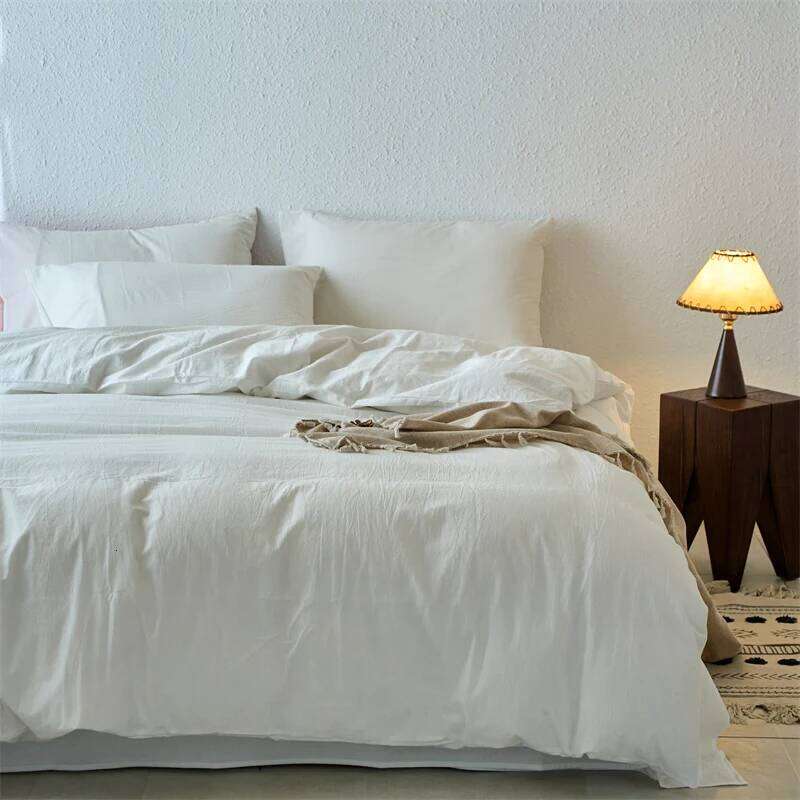 Premium 100% Washed Cotton Yarn-Dyed 3-Piece Set 1 Duvet Cover + 2 Pillowcases, Ultra-Soft Bedding Set, Multiple Sizes H260312