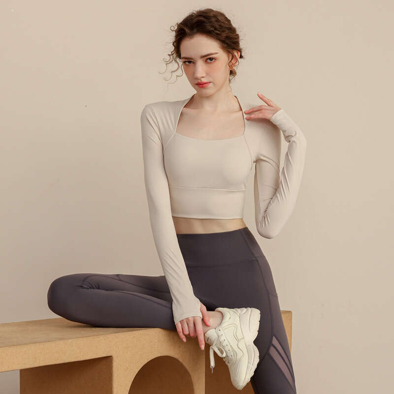 Designer Yoga clothing women, sexy tight-fitting sports crop top, elastic T-shirt, quick-dry, for running, gym, and Pilates