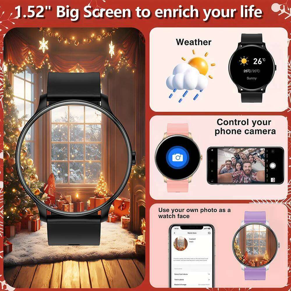 LAXASFIT 2025 New Smart Watch 1.52inch HD Full Touch Scree Bluetooth Dial Answer Smartwatch Men and Women Christmas Gifts