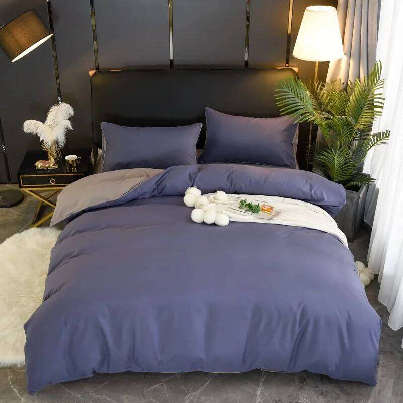 Solid Color Four-piece Set Water-washed Cotton Brushed Quilt Cover Bed Sheet 2 Pieces Pillowcase Thickened Bedding H260312
