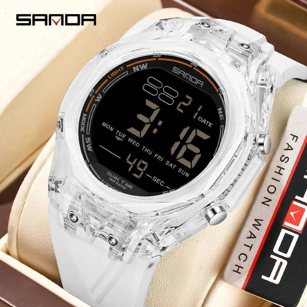 SANDA 6289 New Electronic Watches for Man Large Dial Calendar Luminous Waterproof Shockproof Fashion Woman Digital Wristwatch