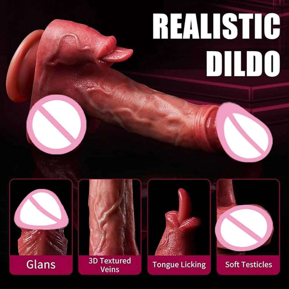 4 in 1 Thrusting Dildo Vibrator Remote Control Heating Tongue Licking Clitoris G-Spot Dick Toys Vagina Adult Female Sex shop Z260312