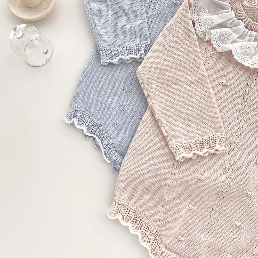 Infant Baby Jumpsuits Lace Knitted Romper Autumn Girl Overall Girls Ruffle Long Sleeve born Clothes 260311