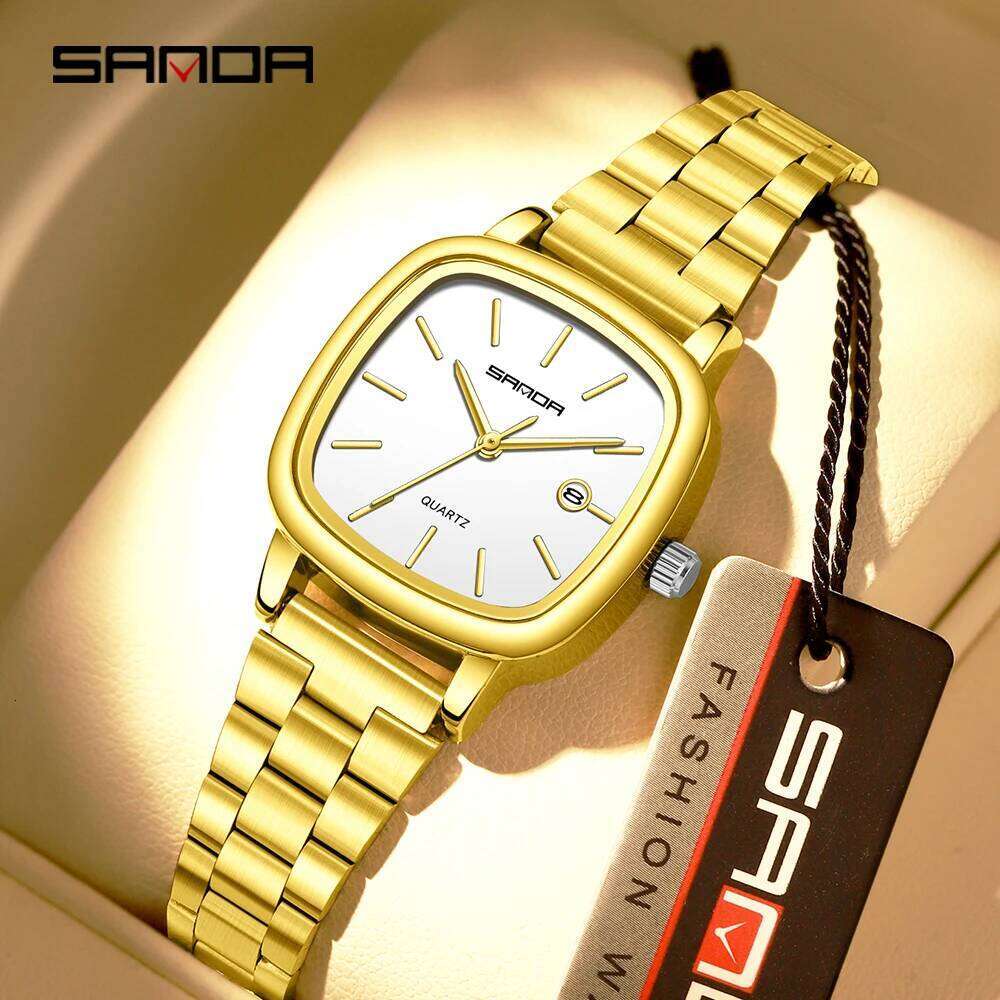 SANDA 2026 Couple Quartz and Women's Square 3ATM Waterproof Calendar Luxury Fashion Men's Watch 3277