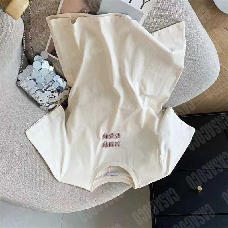 2025 Summer New Womens Heavy Industry Nail Bead Inlaid Diamond Pure Cotton Short Sleeved T-shirtT260312