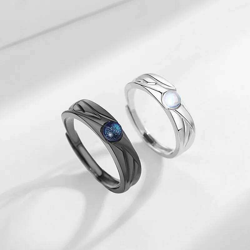 2pcs Demons and Angels Matching Couple Friendship Lover Open Adjustable Minimalist Engagement Wedding Rings Lovers W260311