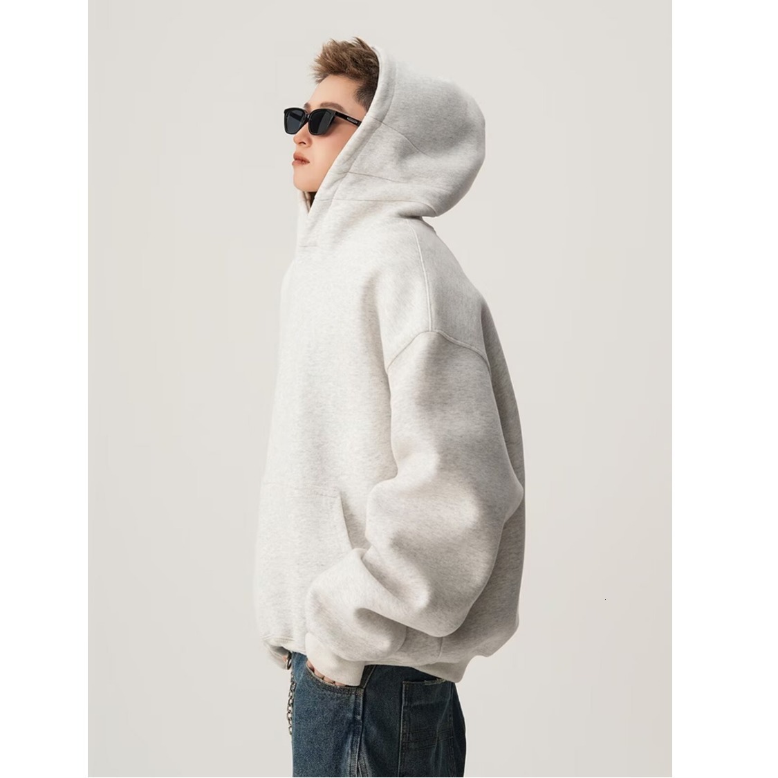 Designer Hoodie Loose Fit Plain Hoodie For Men Casual Versatile Style Trendy Solid Color Couple's Long Sleeve Sweatshirt Jacket