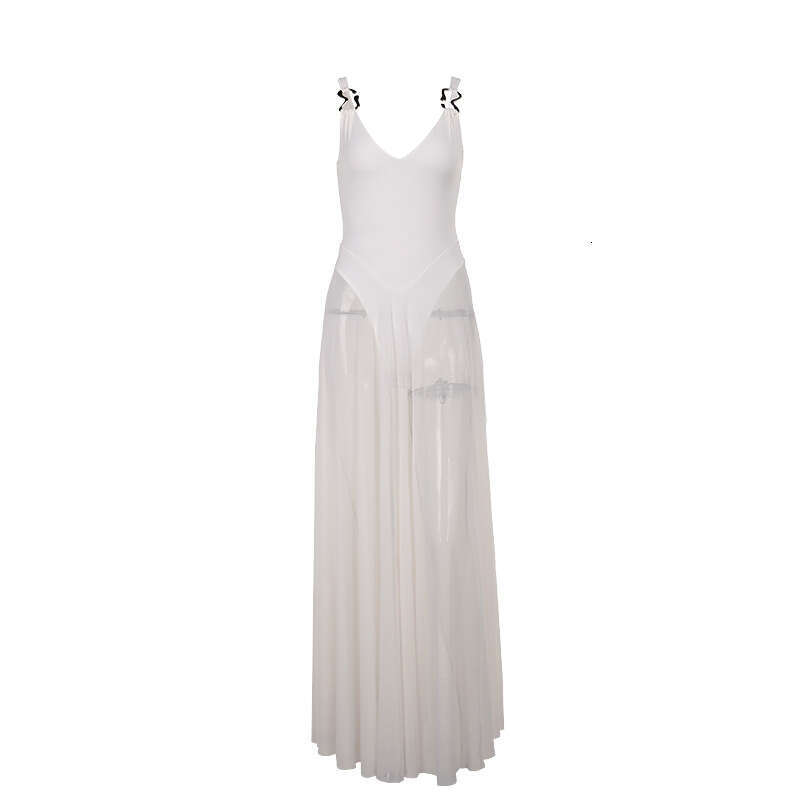 Autumn 2024 New Sexy Long Elegant Socialite Style Vacation Slim Fit Mesh A-line Dress