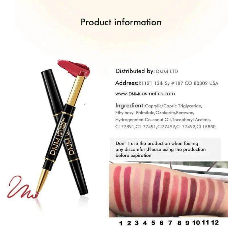 2 In 1 Matte Lipstick Double Ended Liner Pen Red Nude Long Lasting Waterproof Lady Charming Lip Pencil Makeup Tools W260311