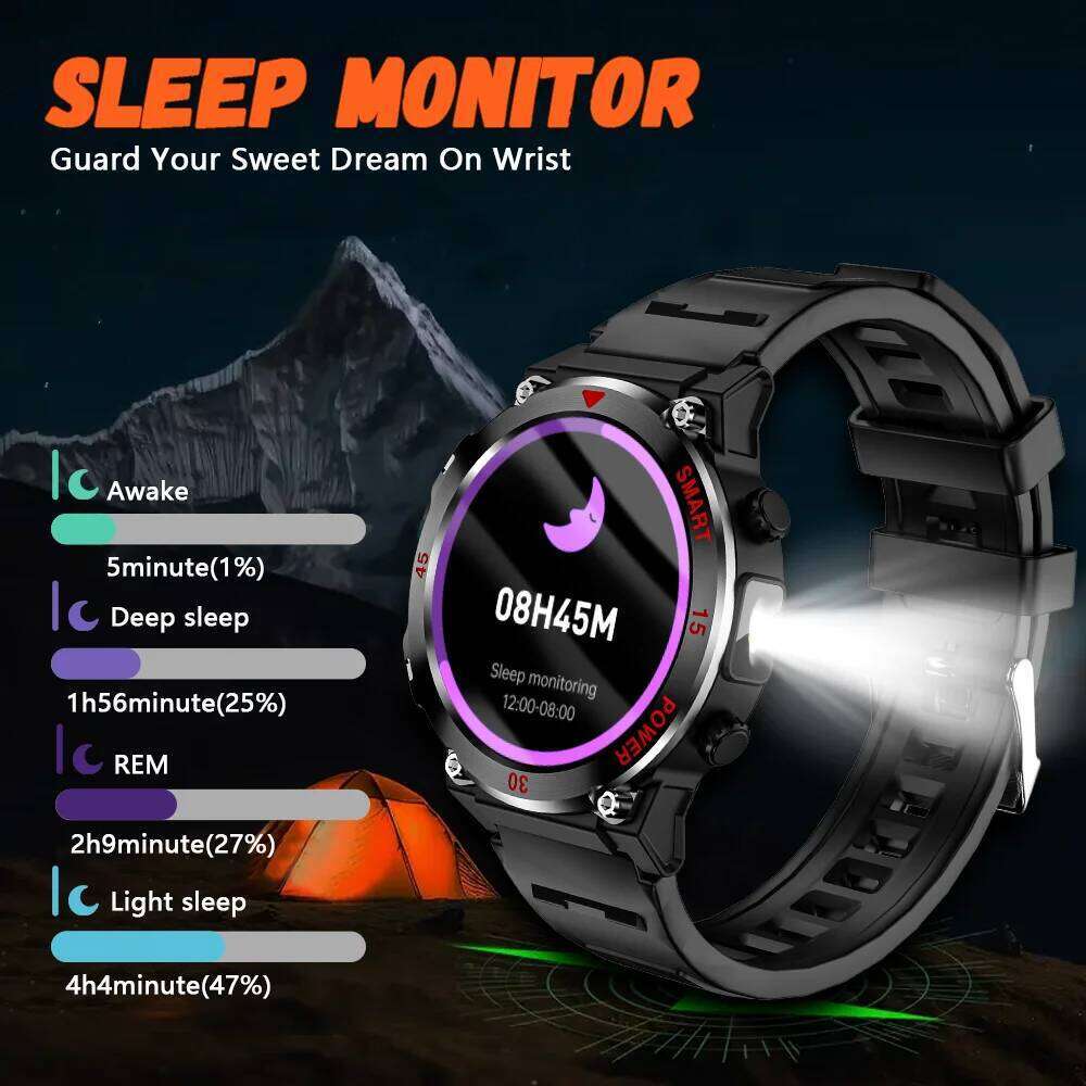 LAXASFIT Bluetooth Call Smart Watch Full Touch Screen Health Monitor Clock With Flashlight Men SmartWatch For IOS Android