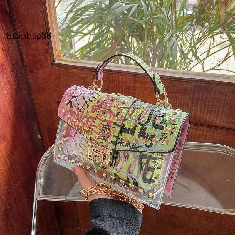 Graffiti Women's Shoulder 2025 New Serpentine Purses and Handbags Small Leather Fashion Chain Summer Transparent Bag Woman