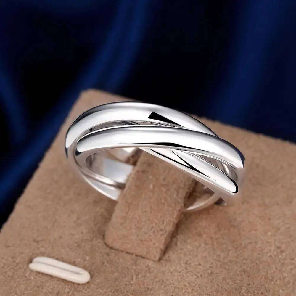 925 Sterling Silver Rings For Women Simple three circles size 5/6/7/8/9/10 Fashion Party Gifts Girl student Charm Jewelry H260312