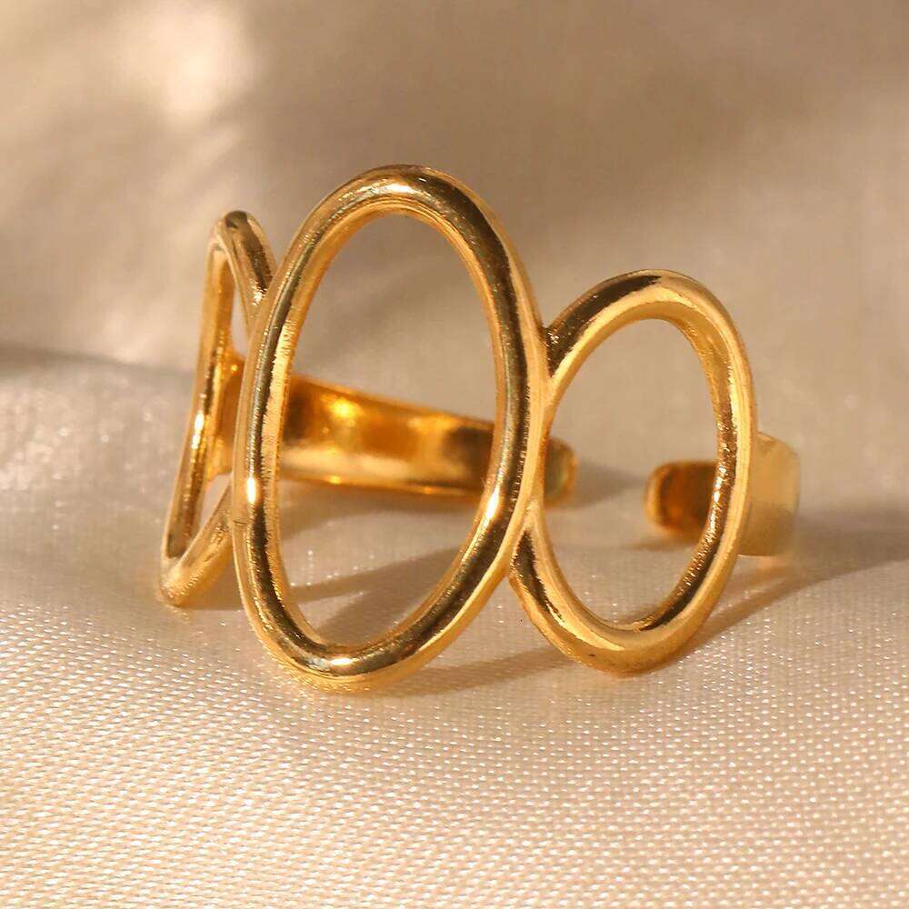 DGIDDK Stainless Steel Geometric Openwork Design Open Ring Unisex Simple And Fashionable Adjustable Finger Jewelry Party Gifts H260312