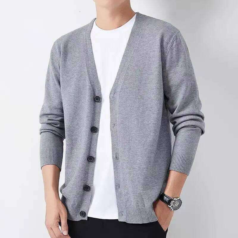 Animal Game Mens Cardigan Long Button Down Cold Blouse Solid Color Winter Thick Men's Knitwear Woolen Knit Sweater