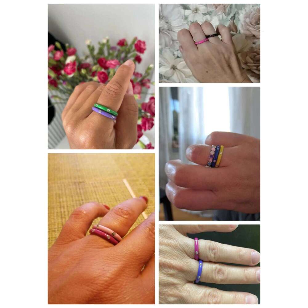 Huitan Rainbow Color Enamel Finger Rings for Women with Dazzling CZ Stone Exquisite Fashion Female Accessories Party Jewelry Hot H260312