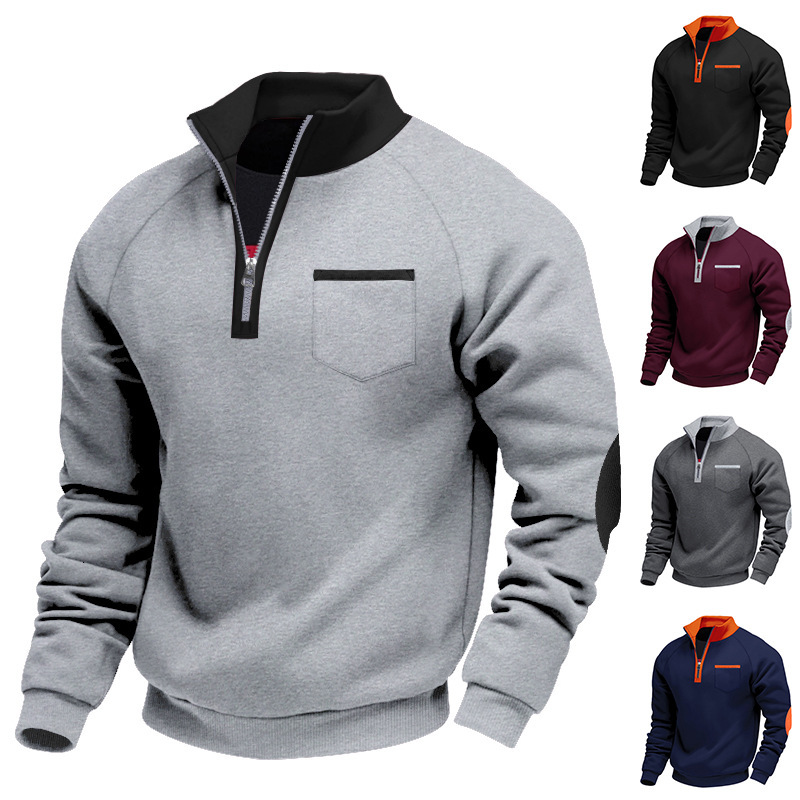 Spring Designer Hoodie And Designer Polo Shirt Autumn Season Stand-up Collar Pullover Half-zip Men's Sports Warm Casual Fleece-lined Long-sleeve Sweatshirt