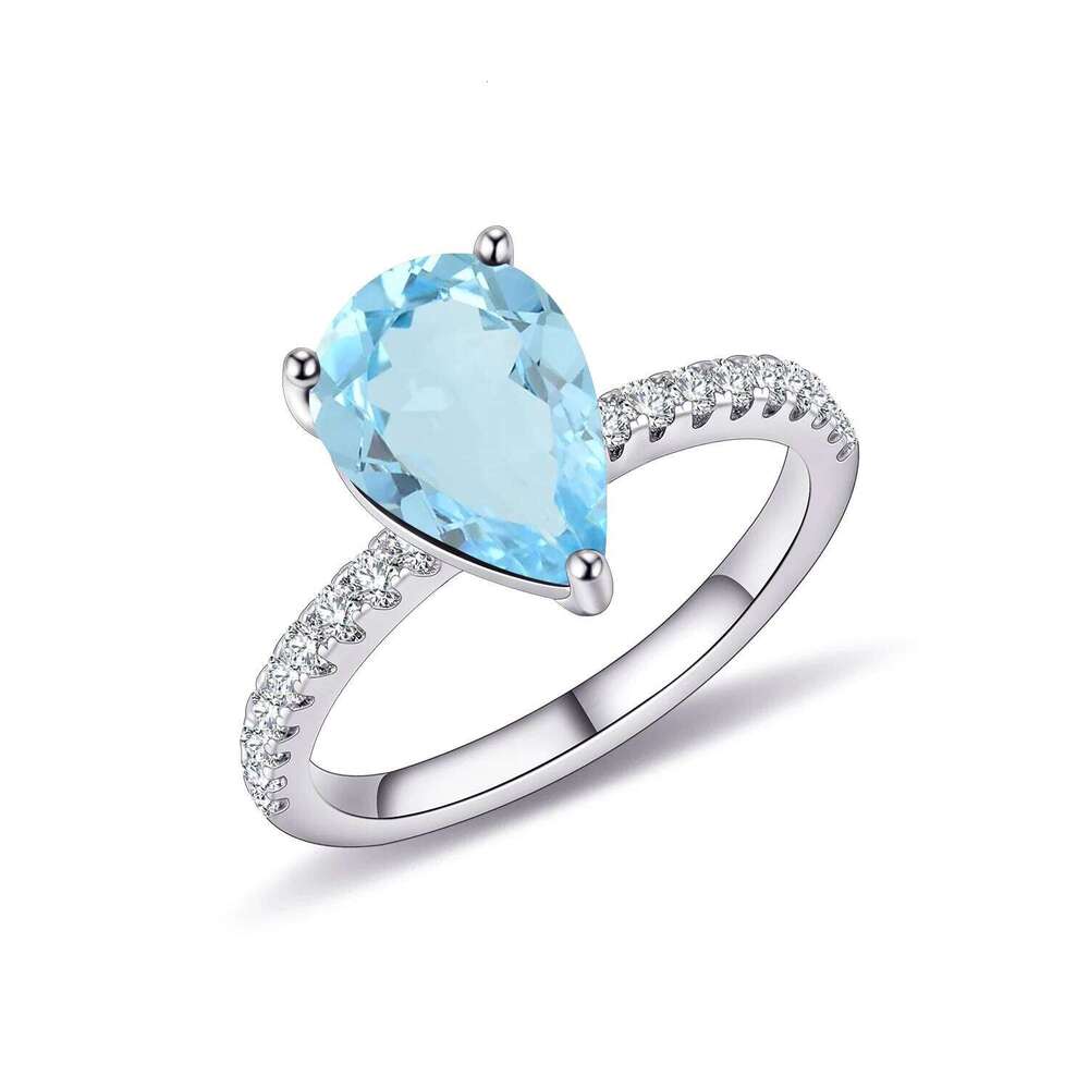 GEM'S BALLET Classic Pear Shape Sky Blue Topaz Engagement Rings 925 Sterling Silver Dainty Promise Ring September Birthstone H260312