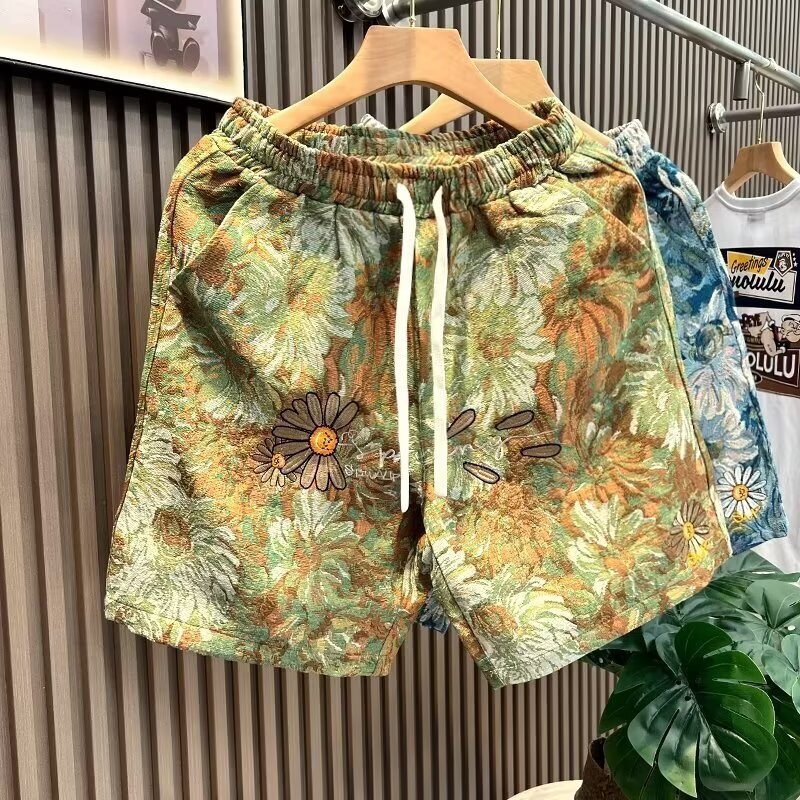 2025 New Designer Luxury Brand Men's American Retro Shorts Summer Japanese Fashion Brand Beach Shorts Casual Outdoor Wide Leg Sports Shorts