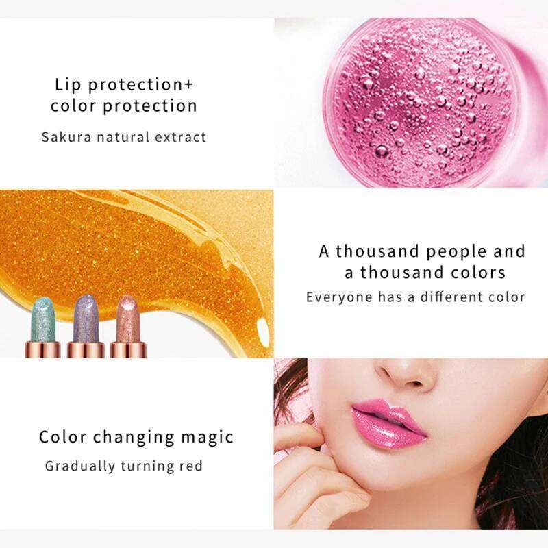 DAIMANPU Starry Sky Shining Jelly Lipstick Warm Color Change Cute Pink Girl Student Makeup and Moisturizing Lips W260311