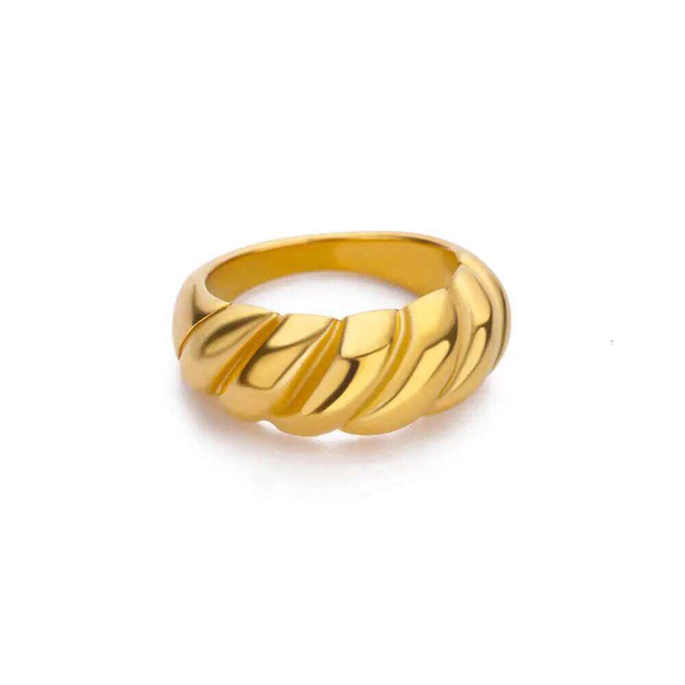 Elegant French Croissant Rings for Women Stainless Steel Gold Color Wedding Couple Finger Ring Female Aesthetic Jewelry Gift H260312