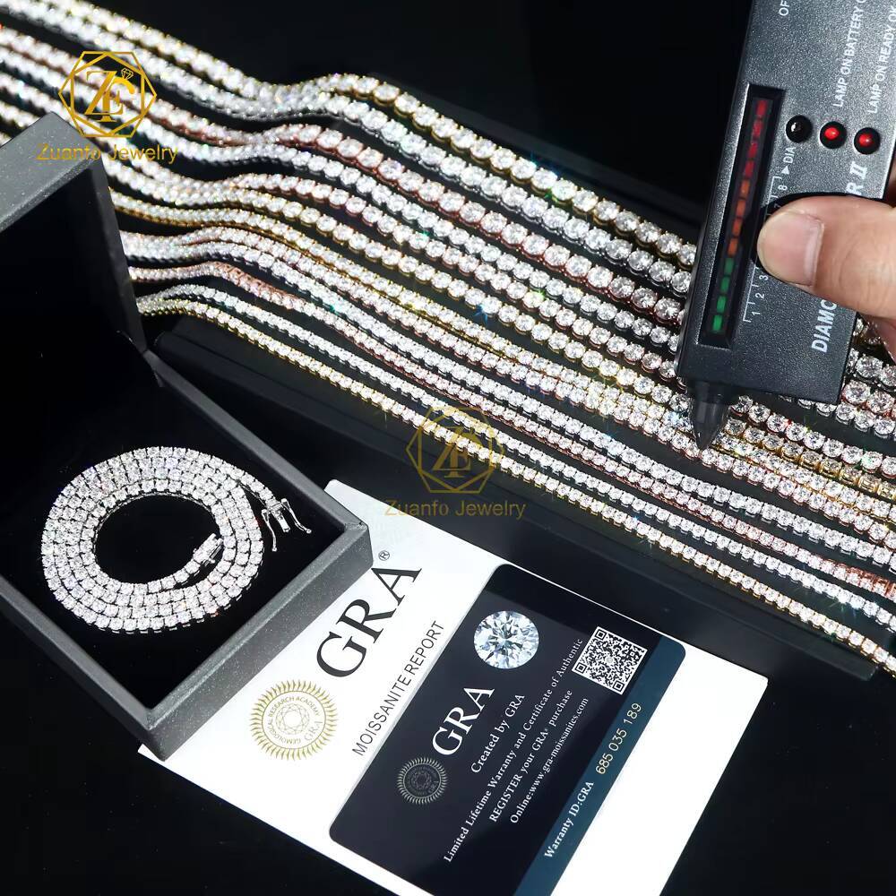 Factory Wholesale 2-6mm Iced Jewelry 925 Sterling Silver VVS Graded Mossanite Moissanite Diamond Tennis Chain Bracelet Gift