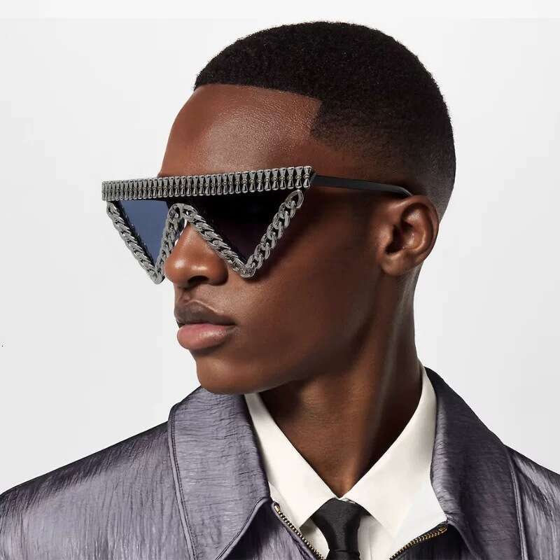 Unique Metal Chain Triangle Women, European And American Exaggerated Fashion Hip-Hop Catwalk Punk Style Sunglasses For Men