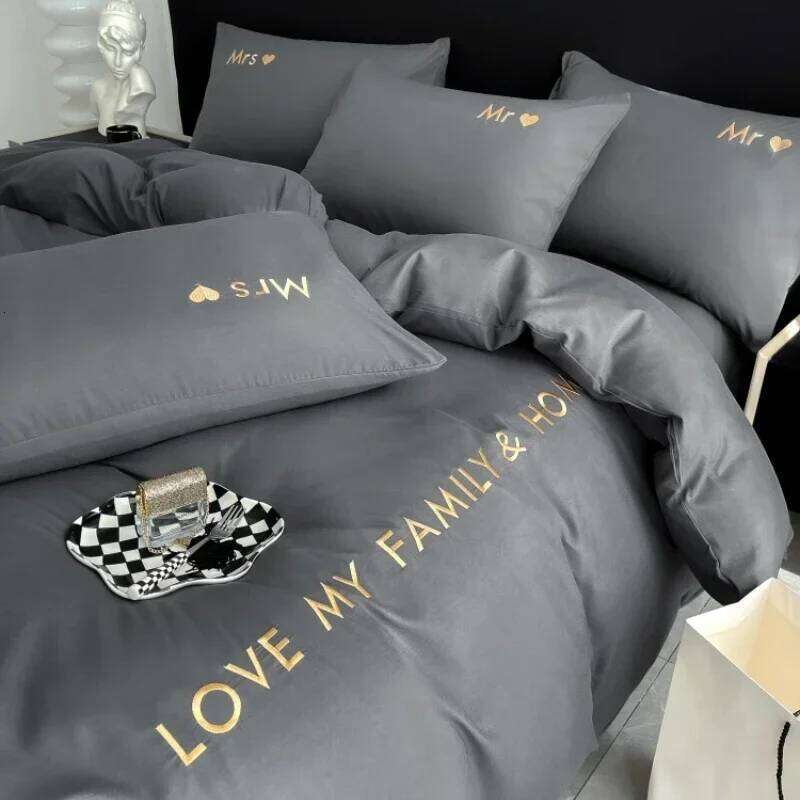 Nordic Egyptian Cotton Bedding Set King Queen Double Twin Size with Sheet Duvet Cover Pillowcases 1/2 People Bed Linens H260312 - view 3