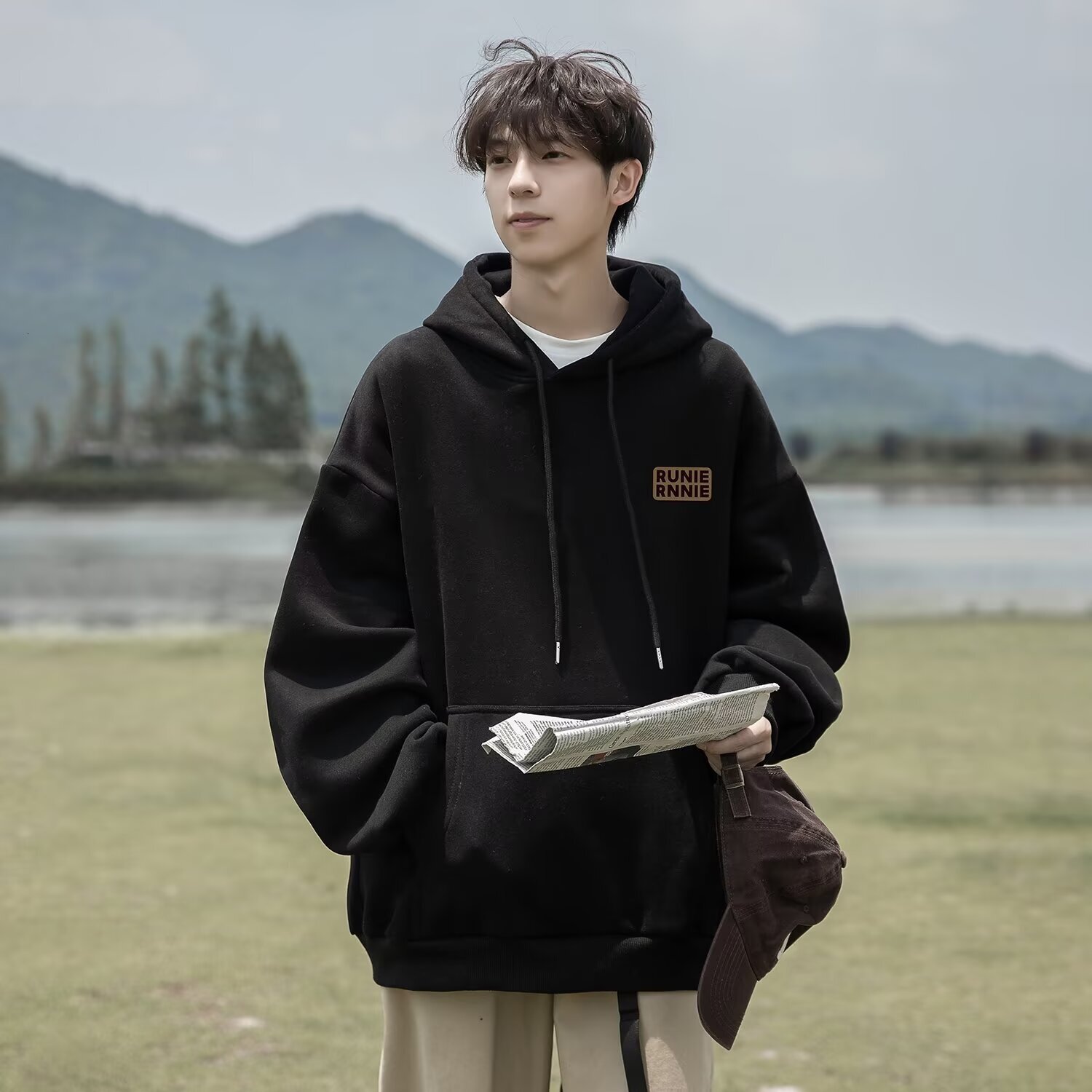 Autumn Winter Letter Designer Hoodie Print Solid Color Hooded Sweatshirt Men's Casual Versatile Youth Couple Pullover Jacket Trendy