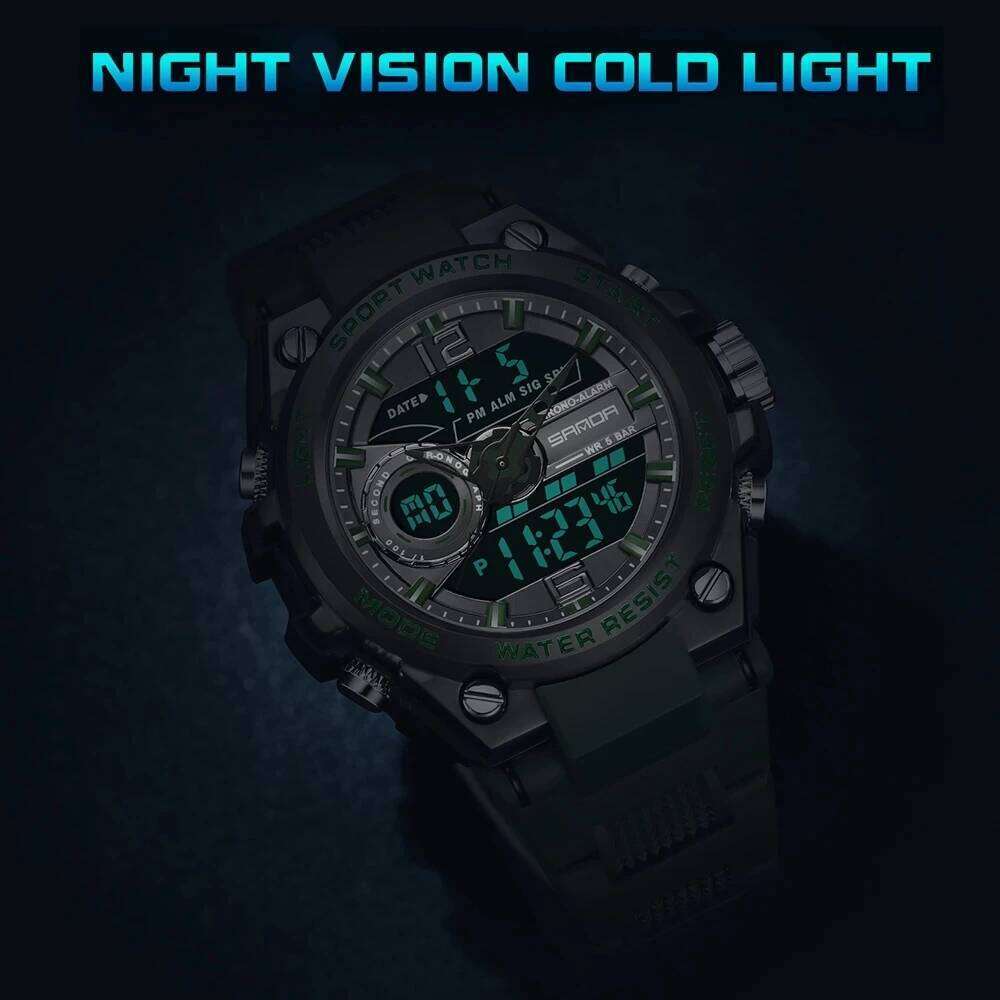 SANDA New Sport Military Men's Watches 50M Waterproof Quartz Wristwatch LED Digital Watch for Male Clock Relogios Masculino 6092