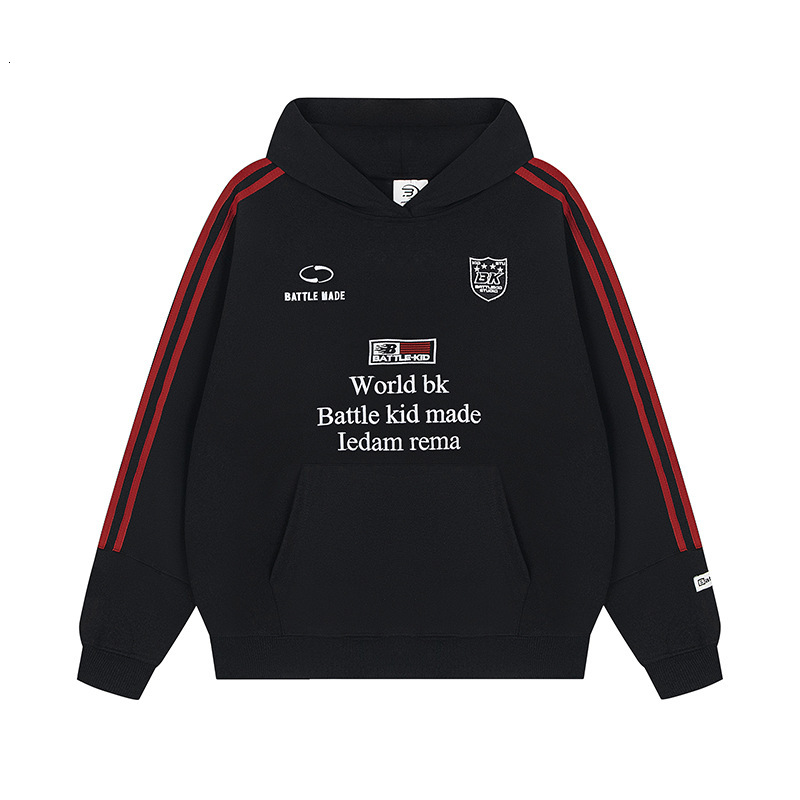 Retro Badge Color-block Designer Hoodie Ribbon Design Hooded Sweatshirt Unisex Casual Versatile Hoodie Top Ins