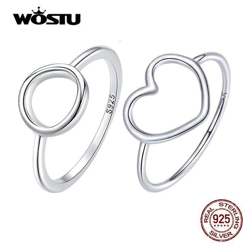 WOSTU 925 Sterling Silver Heart Ring For Women Wedding Engagement Simple Rings Finger Party Fashion Jewelry Gifts CQR641 H260312