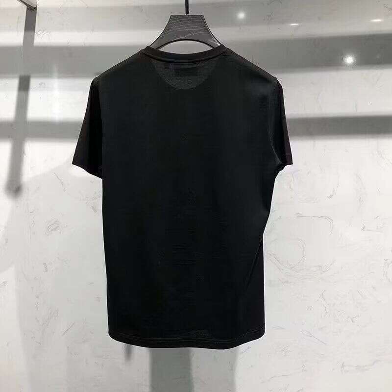 European High-End Brand Men's Pure Cotton Short-Sleeve T-Shirt, 2025 New Summer Style, Personalized Trendy Print With Rhinestone Embellishments A