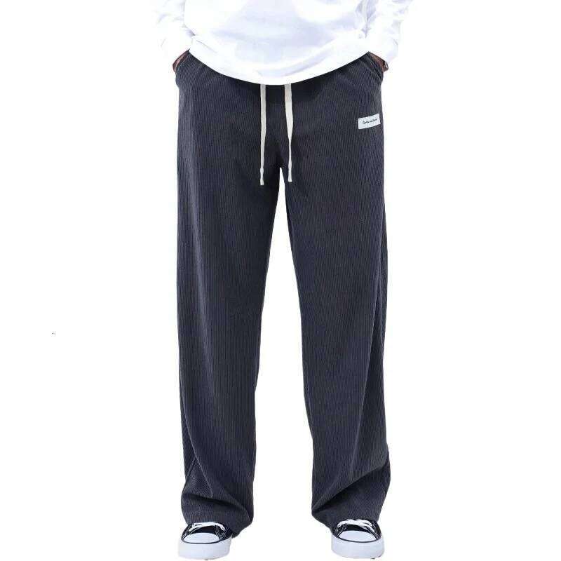Mens Corduroy Joggers Casual Cargo Pants Drawstring Elastic Waist Baggy Tapered with Pockets Outdoor Sweatpants