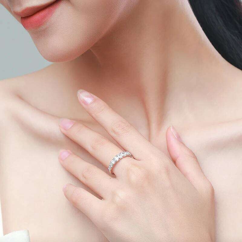Ailmay Fashion Genuine 925 Sterling Silver Dazzling Emerald Cut Irregular CZ Rings For Women Romantic Wedding Jewelry Bague H260312
