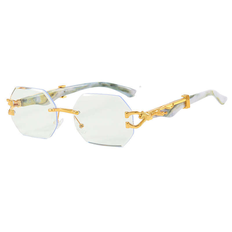 Leopard Head Frameless Polygonal Irregular European And American Cut Edge Ins Internet Celebrity Street Style Sunglasses