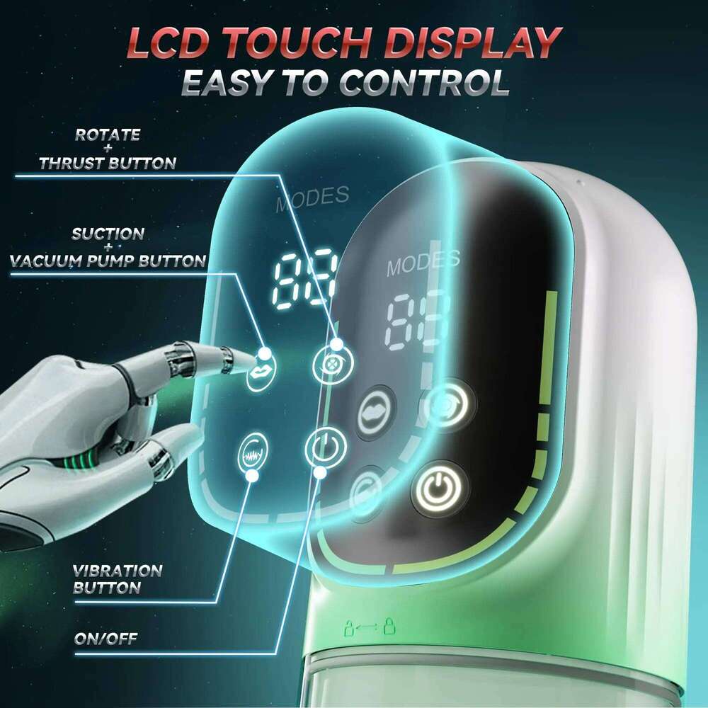4in1 LCD Automatic Male Masturbator Thrusting Rotating Sucking Masturbation Cup Blowjob Penis Pump Pocket Pussy Sex Toys for Man Z260311