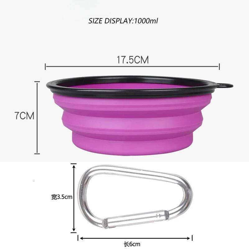 1000ml Large Collapsible Dog Pet Folding Silicone Outdoor Travel Portable Puppy Food Container Feeder Dish Bowl 26Y0312