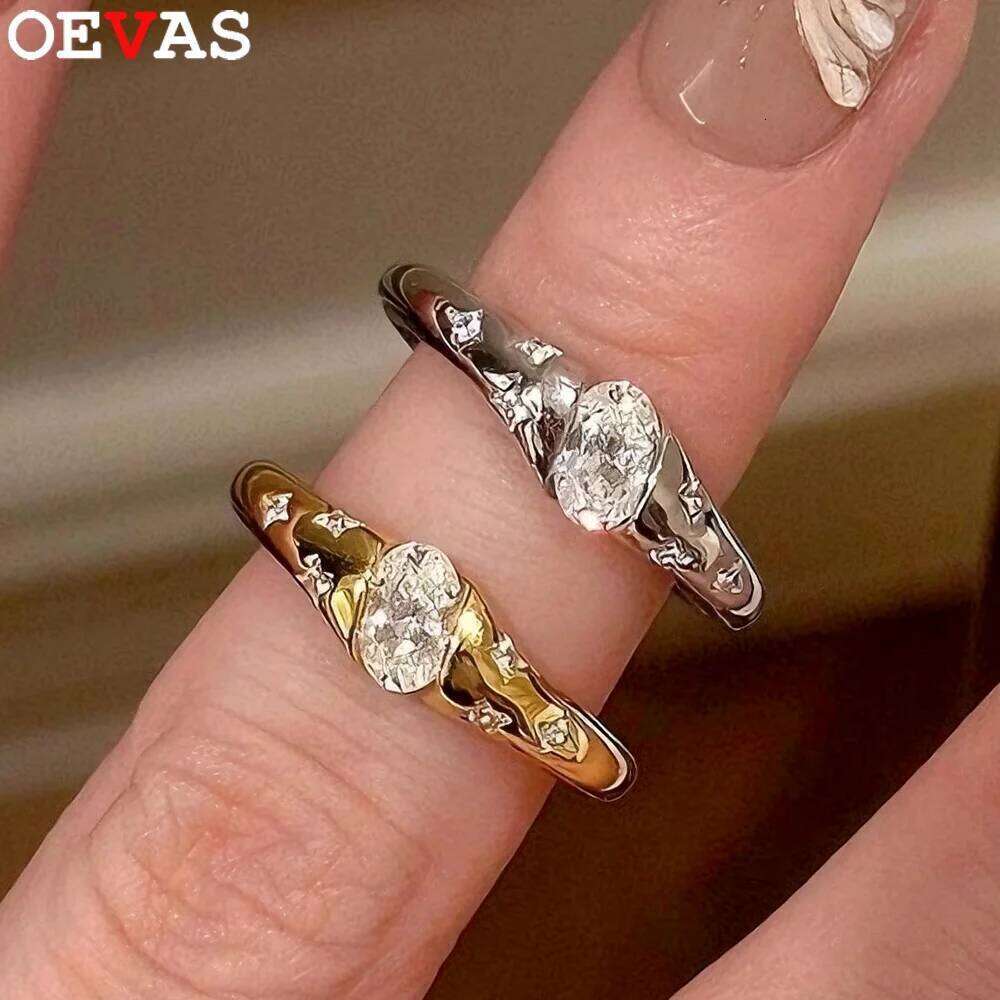 OEVAS 4*6MM Oval Cut Moissanite Ring S925 Sterling Silver 18K Gold Lab Diamond Star Planet Band For Women Party Fine Jewelry H260312