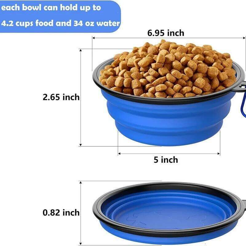 350 650 1000Ml Collapsible Dog Bowl Silicone Pet Feeder Portable Outdoor Travel Puppy Food Water Dish Safe For Small Medium Dogs 26Y0312