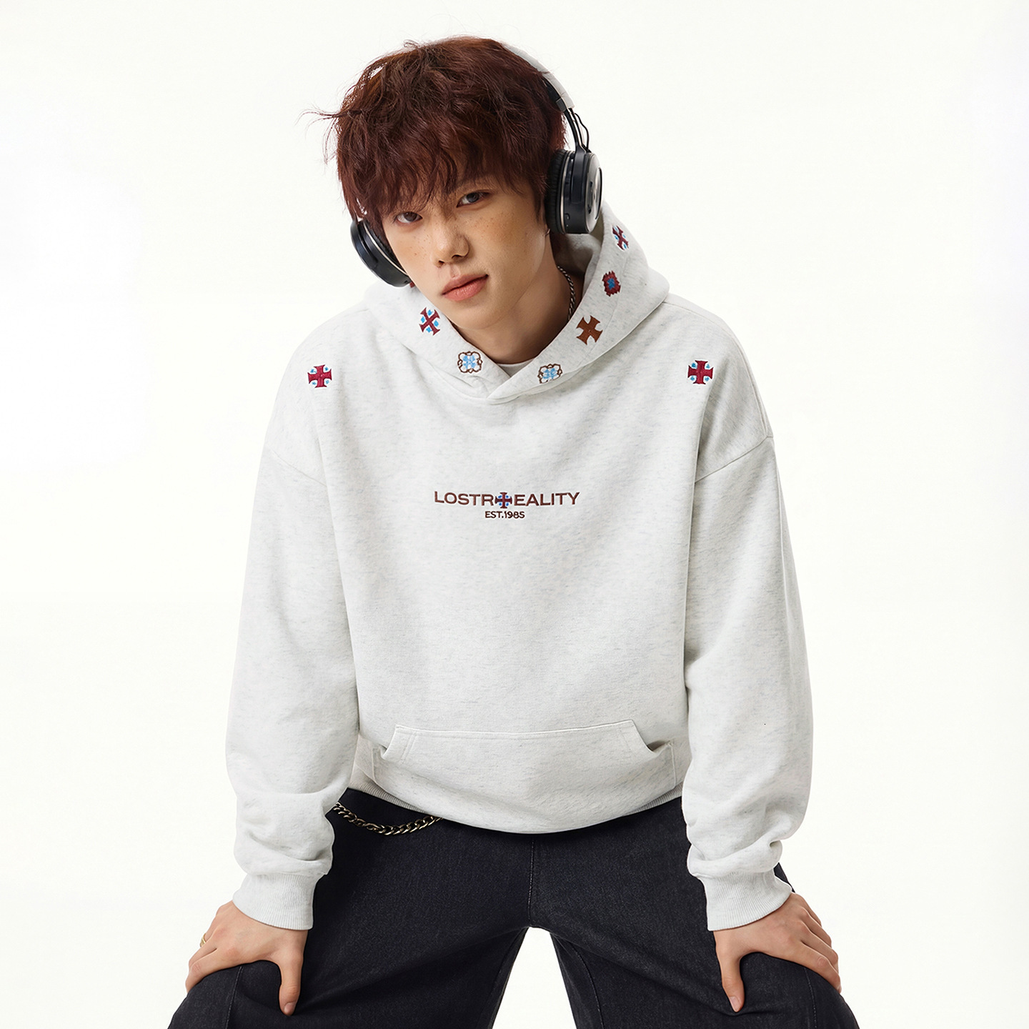 Heavyweight Textured Designer Hoodie Ethnic-style Embroidered Hooded Sweatshirt Autumn High Street Style Oversized Loose-fit Sports Hoodie Jacket