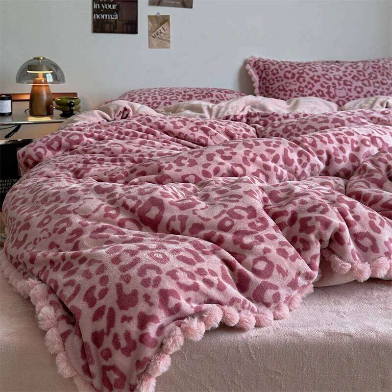 2025 Winter Thick Warm Leopard Print Velvet Queen Size Bedding Set Duvet Cover Flat/Fitted Bed Sheet Pillowcases 4Pcs H260312