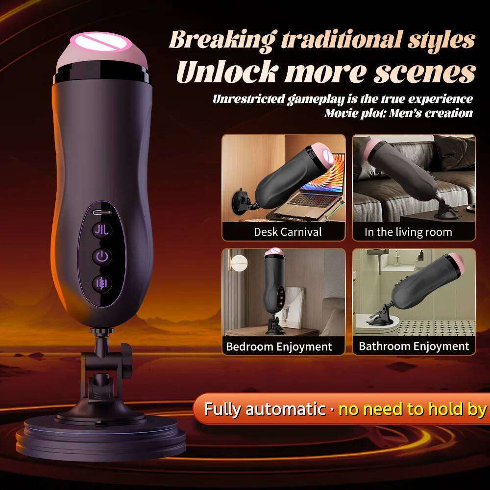 Machines Male Masturbation Cup Suction Mount Pocket Pussy Sexy Voice Penis Trainer Heating Masturbator Sex Toy For Men Z260311