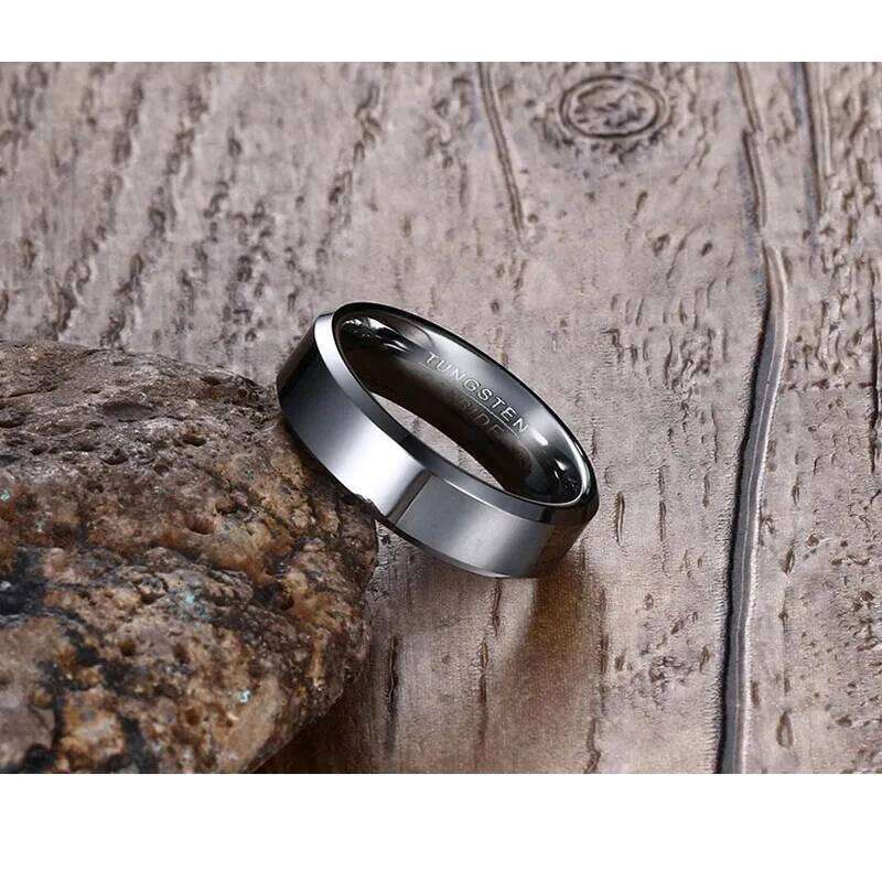 Vnox Black Tungsten Carbide Men's Wedding Engagement Ring for Man Jewelry 6mm Wide Anillos H260312