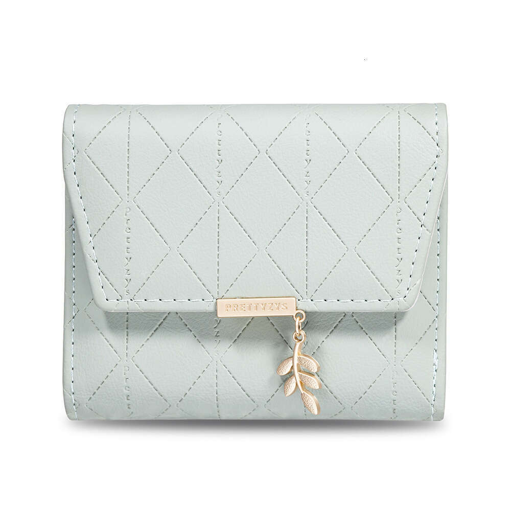 Luxury fashion wallet Short New Wallet Leaf Pendant Plaid Buckle Japanese And Korean Fresh Simple Off Women S Coin Purse