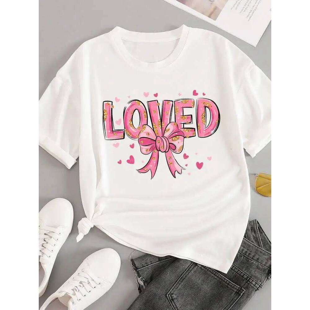 Graphic T Clothing Sweet Trend 90s Clothes Print Tee Womens Casual Ladies Fashion Woman White Short Sleeve O-neck T-shirts Z260312